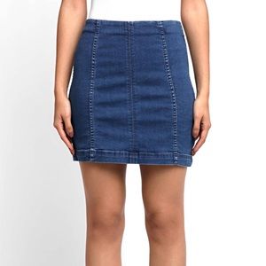 Free People Modern Femme Dark Denim Mini Skirt